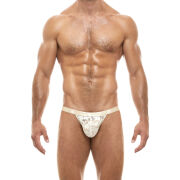 - "Floral Lace Tanga Briefs - Ivory" 
