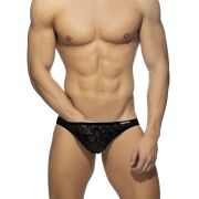 - "Flowery Lace Bikini Briefs - Black" 