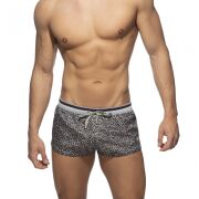 - "Leopard Stripes Swim Shorts - Charcoal" 