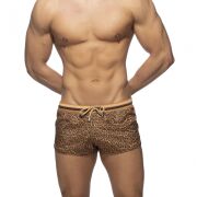 - "Leopard Stripes Swim Shorts - Brown" 