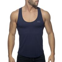 - "U-Neck Cotton Tank Top - Navy" 