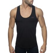 - "U-Neck Cotton Tank Top - Black" 