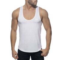 - "U-Neck Cotton Tank Top - White" 