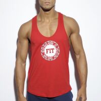 - "Fitness Badge Plain Tank Top - Red" 