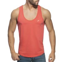 - "U-Neck Cotton Tank Top - Coral" 