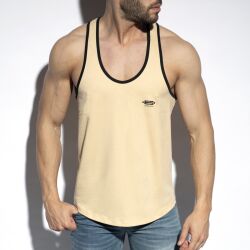 - "Athletic Cotton Tank Top - Beige" 