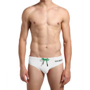 - "Basic Swim Briefs With Contrast Logo - White" 