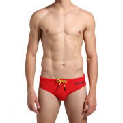 - "Basic Swim Briefs With Contrast Logo - Red" 