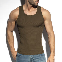 - "Recycled Rib Sports Tank Top - Khaki" 