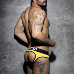 - "Double Piping Bottomless Brief - Yellow" 