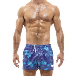 - "Recycled Camo Shorts - Camo Blue" 