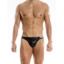 - "Leather Low Cut Brief - Black" 