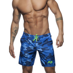 - "Camouflage Swim Long Shorts - Navy" 