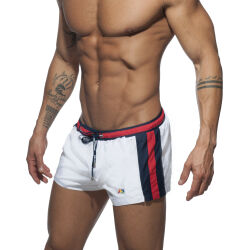 - "Stripes Basic Swim Short - White" 