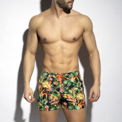 - "Hawaiian Swim Shorts - Black" 