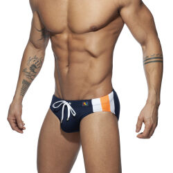 - "Stripes Basic Swim Brief - Navy" 