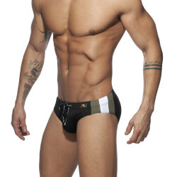 - "Stripes Basic Swim Brief - Black" 