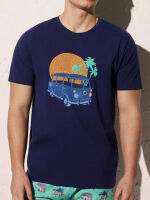  "90502 - T-Shirt with Van Print Blue Wave" (. !) 