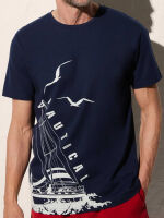  "90504 - T-Shirt with Sailboat Print Marino" (. !) 