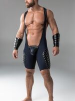  "Armored - Men's Fetish Wrestling Singlet Navy" 