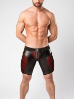   "Armored - Men's Fetish Shorts Zipped Rear - Red" 