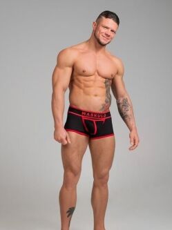 - "Life Men's Trunk Shorts - Black/Red" 