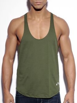 - "Fitness Plain Tank Top - Khaki" 