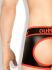 - "Open Rear Trunk Shorts - Black/Red" 