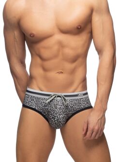 - "Leopard Stripes Swim Briefs - Charcoal" 