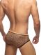 - "Leopard Stripes Swim Briefs - Brown" 