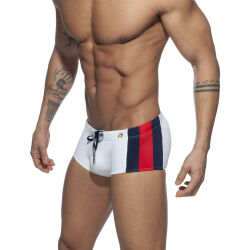 - "Stripes Basic Swim Sunga - White" 
