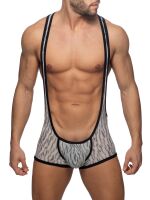   "Tiger Print Bottomless Singlet - Heather Grey" 
