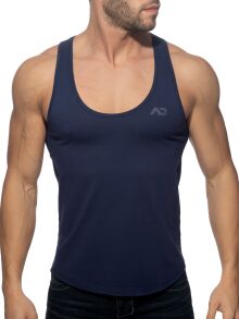 - "U-Neck Cotton Tank Top - Navy" 