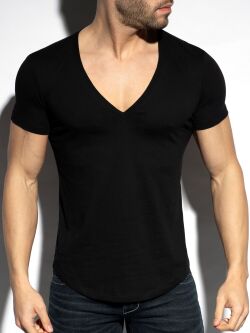  "Deep V-Neck T-Shirt - Black" 