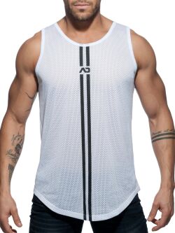 - "Double Stripe Tank Top - White" 