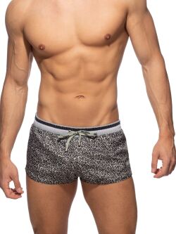- "Leopard Stripes Swim Shorts - Charcoal" 