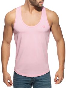 - "U-Neck Cotton Tank Top - Pink" 