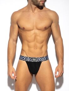 - "Zebra C-Through Thong - Black" 