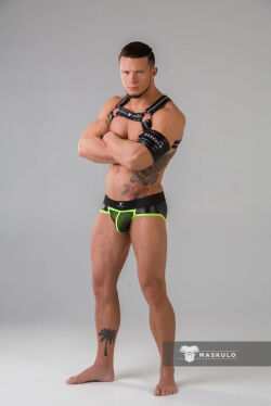 - /  "Youngero - Men's Fetish Briefs Mesh Open Rear - Neon Green" 