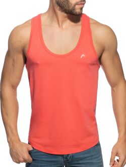 - "U-Neck Cotton Tank Top - Coral" 