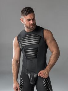 - "Armored - Men's Fetish Tank Top With Front Pads - Black" 