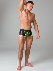 - "Youngero - Men's Fetish Trunks Mesh Open Rear - Neon Green" 