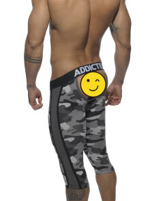    "Fetish Knee Length Pant Back Opening - Camouflage Charcoal" 