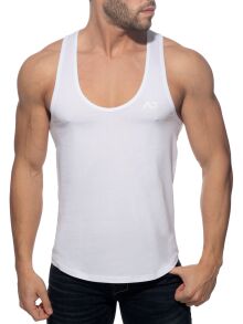 - "U-Neck Cotton Tank Top - White" 