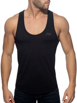 - "U-Neck Cotton Tank Top - Black" 