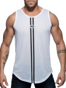 - "Double Stripe Tank Top - White" 