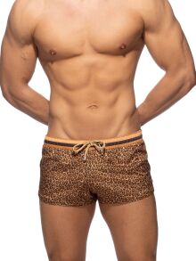 - "Leopard Stripes Swim Shorts - Brown" 