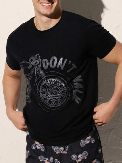  "90500 - T-Shirt with Motocycle Print Negro" 
