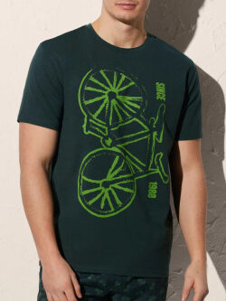 Футболка "90501 - T-Shirt with Bicycle Print Green"
