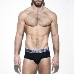 �����-����� "Flowery Waistband Briefs - Black" 